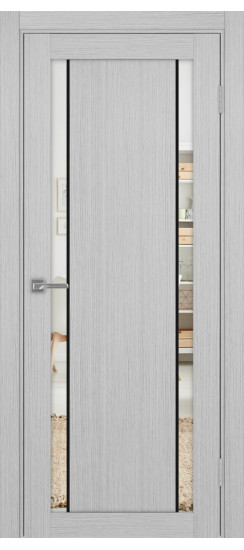 Межкомнатная дверь Турин_522AПП.212 молдинг алюм.чёрн.60  Дуб серый FL