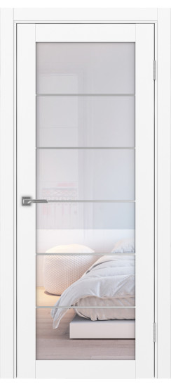 Межкомнатная дверь Турин_501АСС.2 молдинг алюм.хром.30  Белый снежный