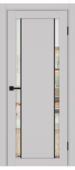 Межкомнатная дверь Турин_522AПП.212 молдинг алюм.чёрн.60  Пепельный