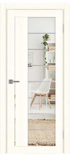 Межкомнатная дверь Турин_524АСС.22 молдинг алюм.хром.60  Ясень светлый