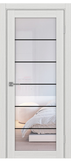 Межкомнатная дверь Турин_501АСС.2 молдинг алюм.чёрн.30  Ясень серебристый
