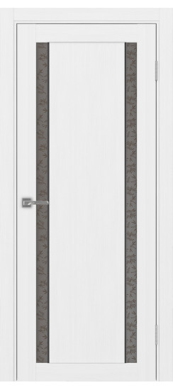 Межкомнатная дверь Турин_522АПС.212 молдинг алюм.чёрн.60  Белый лёд