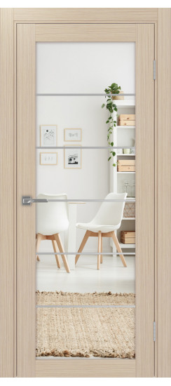 Межкомнатная дверь Турин_501АСС.2 молдинг алюм.хром.30  Дуб беленый FL