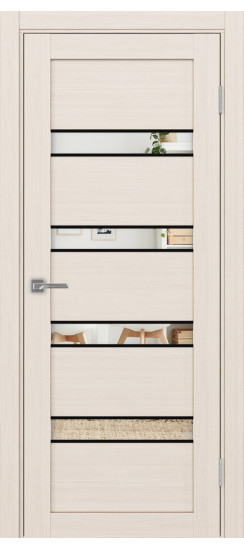 Межкомнатная дверь Турин_505AПC.12 молдинг алюм.чёрн.30  Ясень перламутровый