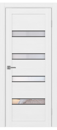 Межкомнатная дверь Турин_505AПC.12 молдинг алюм.чёрн.30  Белый лёд