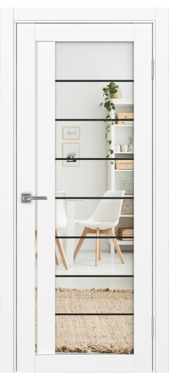 Межкомнатная дверь Турин_524АСС.22 молдинг алюм.чёрн.60  Белый снежный