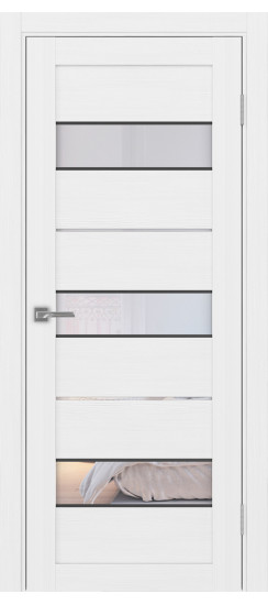 Межкомнатная дверь Турин_526АПС.122 молдинг алюм.чёрн.40  Белый лёд