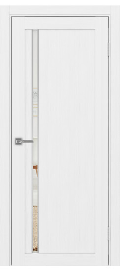 Межкомнатная дверь Турин_527АПС.121 молдинг алюм.хром.35  Белый лёд