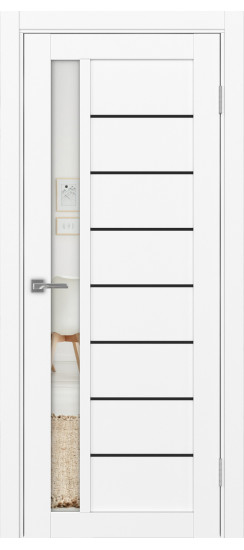 Межкомнатная дверь Турин_554АПП.21 молдинг алюм.чёрн.60  Белый снежный