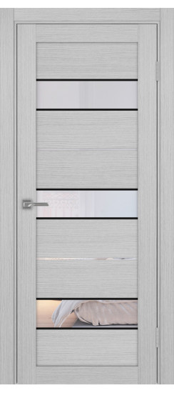 Межкомнатная дверь Турин_526АПС.122 молдинг алюм.чёрн.40  Дуб серый FL