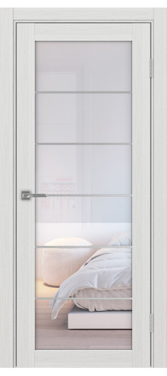 Межкомнатная дверь Турин_501АСС.2 молдинг алюм.хром.30  Ясень серебристый