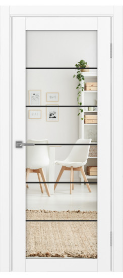 Межкомнатная дверь Турин_501АСС.2 молдинг алюм.чёрн.30  Белый снежный