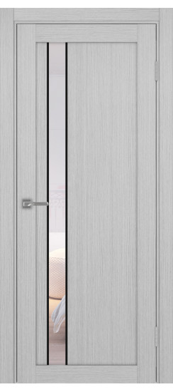 Межкомнатная дверь Турин_528AПС.121 молдинг алюм.чёрн.60  Дуб серый FL