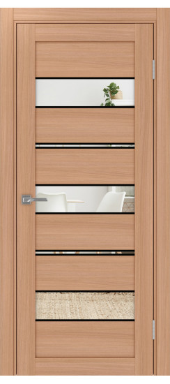 Межкомнатная дверь Турин_526АППmax.122 молдинг алюм.чёрн.40  Ясень тёмный