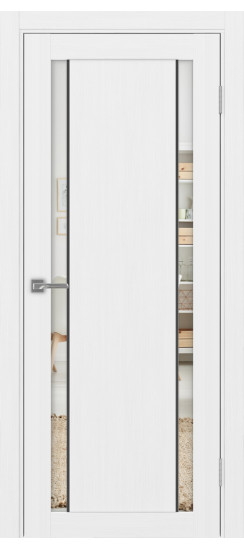 Межкомнатная дверь Турин_522AПП.212 молдинг алюм.чёрн.60  Белый лёд