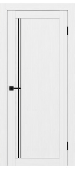 Межкомнатная дверь Турин_566АПП.111 молдинг алюм.чёрн.35  Белый лёд