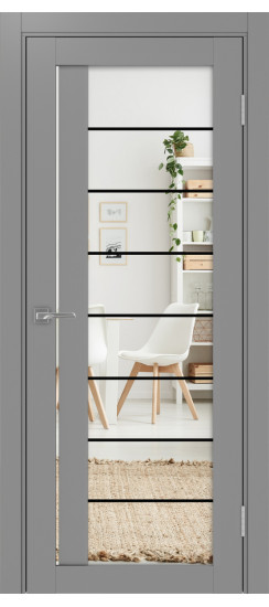 Межкомнатная дверь Турин_524АСС.22 молдинг алюм.чёрн.60  Серый