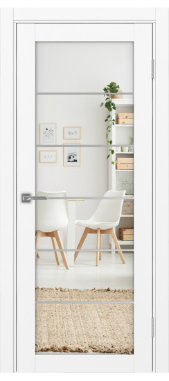 Межкомнатная дверь Турин_501АСС.2 молдинг алюм.хром.30  Белый снежный