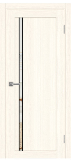 Межкомнатная дверь Турин_527АПС.121 молдинг алюм.чёрн.35  Ясень светлый