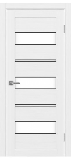 Межкомнатная дверь Турин_526АППmax.122 молдинг алюм.чёрн.40  Белый лёд