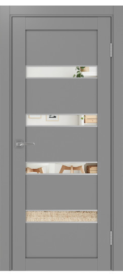 Межкомнатная дверь Турин_505AПC.12 молдинг алюм.хром.30  Серый