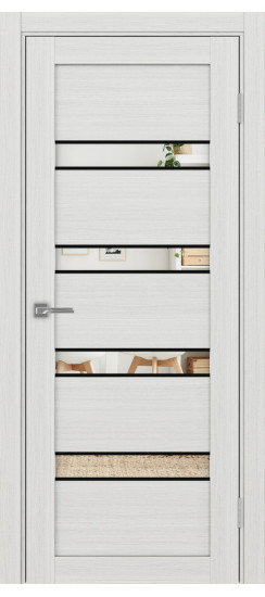 Межкомнатная дверь Турин_505AПC.12 молдинг алюм.чёрн.30  Ясень серебристый