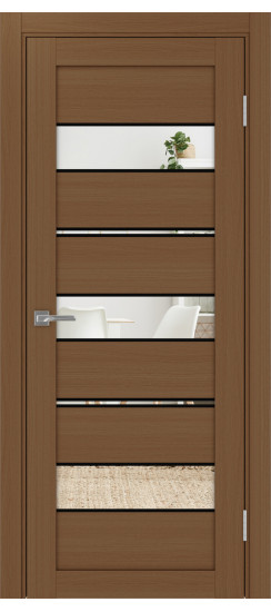 Межкомнатная дверь Турин_526АППmax.122 молдинг алюм.чёрн.40  Орех NL