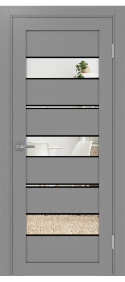 Межкомнатная дверь Турин_526АППmax.122 молдинг алюм.чёрн.40  Серый