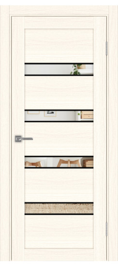 Межкомнатная дверь Турин_505AПC.12 молдинг алюм.чёрн.30  Ясень светлый