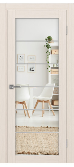 Межкомнатная дверь Турин_501АСС.2 молдинг алюм.хром.30  Ясень перламутровый