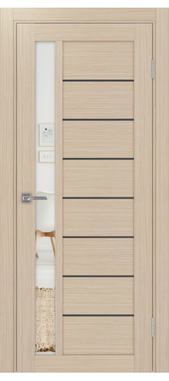 Межкомнатная дверь Турин_554АПП.21 молдинг алюм.чёрн.60  Дуб беленый FL