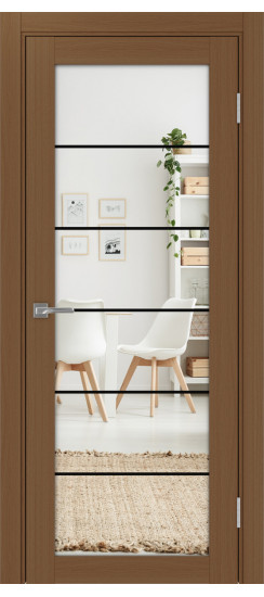 Межкомнатная дверь Турин_501АСС.2 молдинг алюм.чёрн.30  Орех NL