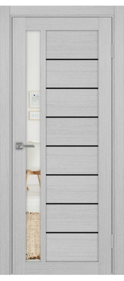 Межкомнатная дверь Турин_554АПП.21 молдинг алюм.чёрн.60  Дуб серый FL