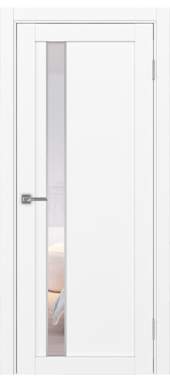 Межкомнатная дверь Турин_528AПС.121 молдинг алюм.хром.60  Белый снежный