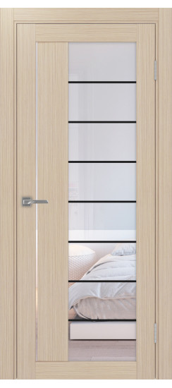 Межкомнатная дверь Турин_524АСС.22 молдинг алюм.чёрн.60  Дуб беленый FL