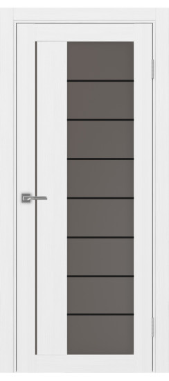 Межкомнатная дверь Турин_524АСС.22 молдинг алюм.чёрн.60  Белый лёд