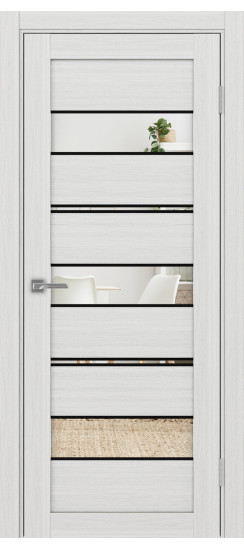 Межкомнатная дверь Турин_526АППmax.122 молдинг алюм.чёрн.40  Ясень серебристый