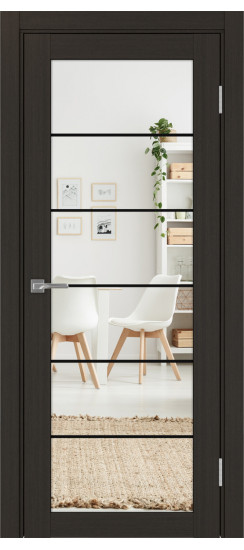 Межкомнатная дверь Турин_501АСС.2 молдинг алюм.чёрн.30  Венге FL