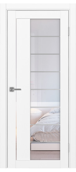 Межкомнатная дверь Турин_524АСС.22 молдинг алюм.хром.60  Белый снежный