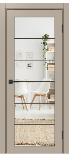 Межкомнатная дверь Турин_501АСС.2 молдинг алюм.чёрн.30  Мокко