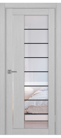 Межкомнатная дверь Турин_524АСС.22 молдинг алюм.чёрн.60  Дуб серый FL