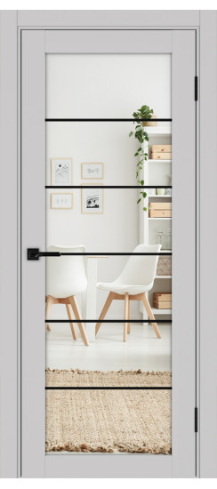 Межкомнатная дверь Турин_501АСС.2 молдинг алюм.чёрн.30  Пепельный