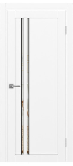 Межкомнатная дверь Турин_525АПС.121 молдинг алюм.чёрн.60  Белый снежный