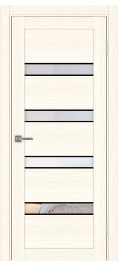 Межкомнатная дверь Турин_505AПC.12 молдинг алюм.чёрн.30  Ясень светлый