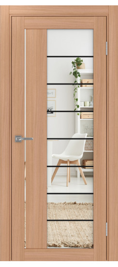 Межкомнатная дверь Турин_524АСС.22 молдинг алюм.чёрн.60  Ясень тёмный