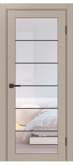 Межкомнатная дверь Турин_501АСС.2 молдинг алюм.чёрн.30  Мокко