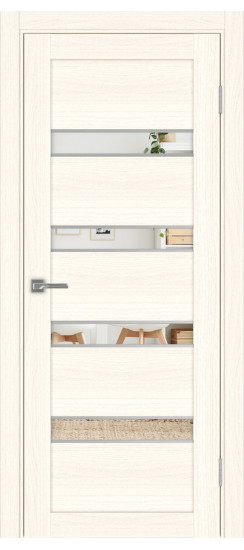 Межкомнатная дверь Турин_505AПC.12 молдинг алюм.хром.30  Ясень светлый