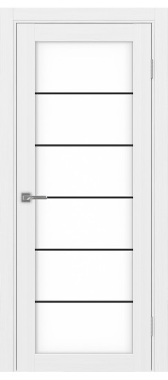 Межкомнатная дверь Турин_501АСС.2 молдинг алюм.чёрн.30  Белый лёд