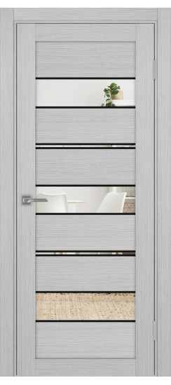 Межкомнатная дверь Турин_526АППmax.122 молдинг алюм.чёрн.40  Дуб серый FL