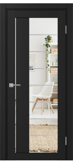 Межкомнатная дверь Турин_524АСС.22 молдинг алюм.хром.60  Антрацит